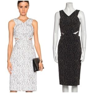 Jonathan Simkhai Black Caviar Side Cutout Midi Pencil Dress Cocktail Party Sz 0